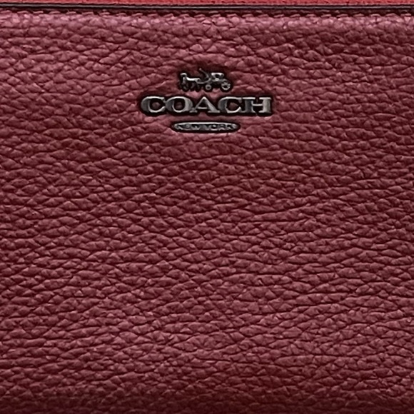 RARE COLOR COACH METALLIC PEBBLE LEATHER ACCORDION ZIP WALLET - Picture 3 of 14